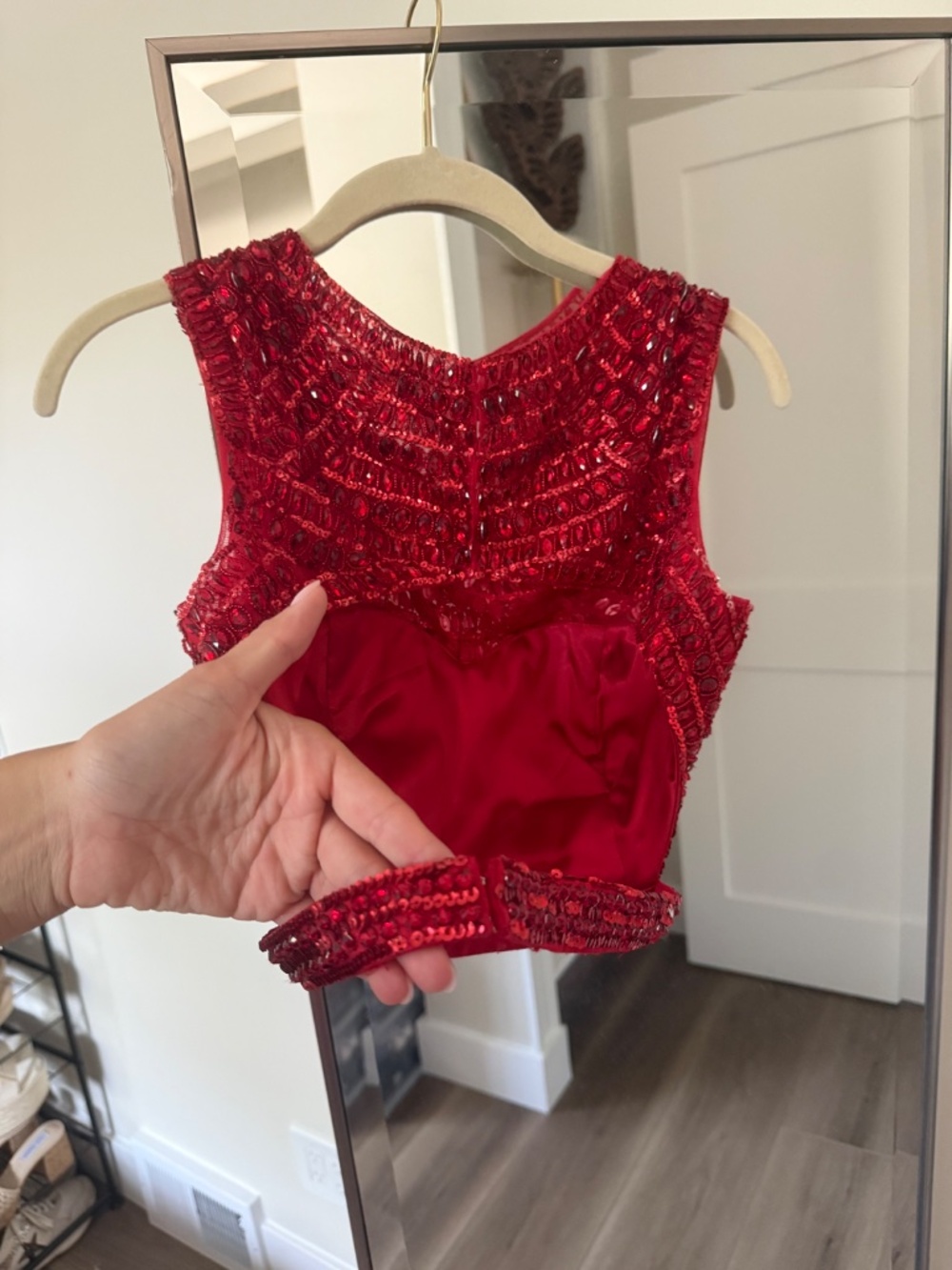 Sherri Hill Size 4 Red Beaded Two-Piece Dress | Worn Once - Picture 3 of 5